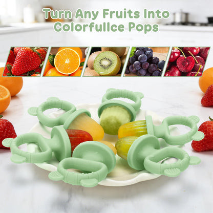 Silicone Baby Popsicle Molds with Sticks, Mini Popsicles Molds for Babies Breastmilk Popsicle Molds for Teething Relief, Frozen Treats Maker Popsicle Maker Ice Pop Mold for Toddlers Kids(Green)