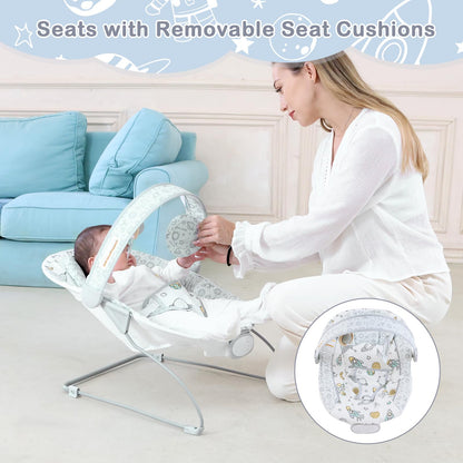 Otrolepota Baby Bouncer, Infants Bouncy Seat with Music and Vibrations,Portable Baby Rocker for Newborns Indoor Outdoor Use 0-6 Months Up to 20 lbs