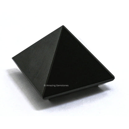 Amazing Gemstone Shungite Crystal Pyramid with 9 Pyramid Plate Bottom - 1" Mini Pyramid Figurine of Natural Stone Pyramid for Meditation, Reiki, Chakra Balancing Vastu Pooja and Crystal Grids