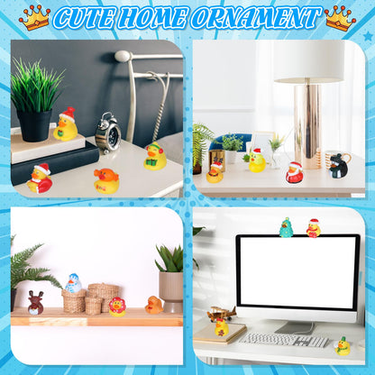 24Pcs Bulk Rubber Ducks Set with 24 Cards & Cotton Ropes - Adorable Heart Designs for Ducking Decor, Party Favors & Gift Exchange - Perfect for Adult