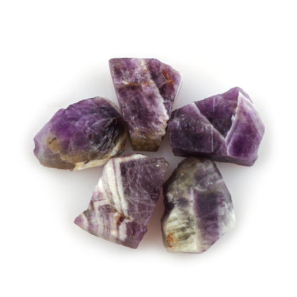 CRYSTALINES 5pcs Wholesale Natural Raw Chevron Amethyst Gemstone, Untreated Rough Stones, Bulk Loose Supplies, DIY Crafts, Jewelry Making, Healing Crystals, Birthstone, Gem Collection, AAA Grade