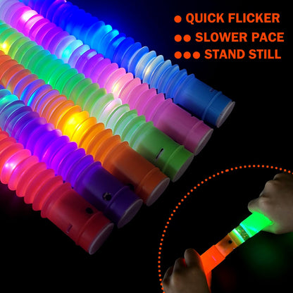 Glow Sticks Party Favors Supplies for Toddlers 18 PCS, Camping Essentials Toys Gifts for Kids, Light up Pop Tubes Necklace ＆ Bracelet Accessories, Treats Non Candy for Graduation, Birthday, Wedding