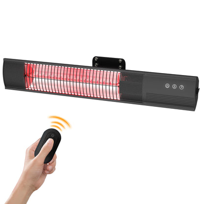 DWELLCOZY Heating Wall-Mounted Outdoor Heaters for Patio, Indoor/Outdoor Hanging Electric Patio Heater 1500W 3 Heat Modes with Remote, Infrared Outdoor Heater IP55 Resistant, 24H Timer, Black
