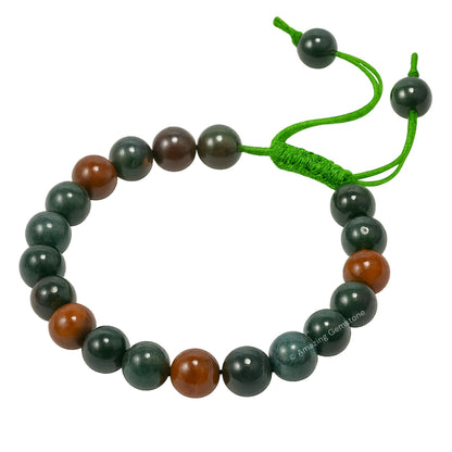 Amazing Gemstone Bloodstone Bracelet for Women Men's Gifts - Protection Healing Crystal Bracelet - 8mm Gemstone Beaded Adjustable Bracelet Pulseras Para Hombres Mujer Stocking Stuffers
