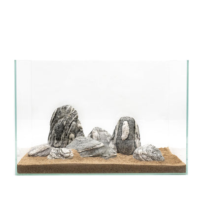 KINGRUI Aquarium Rocks Silver Seiryu Rock 5lb Natural Stone for Fish Tanks, Terrariums, Bonsai, Garden Decoration, Micro Landscapes & Reptile Terrariums(2-5inch 4-5Pcs)