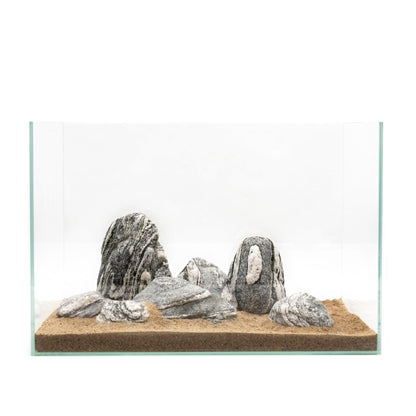 KINGRUI Natural Fish Tank Stones Aquarium Rocks 10lb Silver Seiryu Rock for Aquascaping, Terrariums, Bonsai, Garden Landscaping & Reptile Habitats(2-7inch 5-6Pcs)