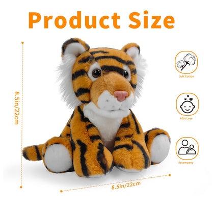 Hideekoog Tiger Stuffed Animal Toys, 8.5 Inch Soft and Cuddly Tiger Plush Animals Toy, Cute and Realistic Animals Gifts for Boys and Girls Toy for Toddlers 1-3