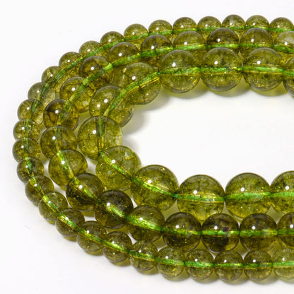 35pcs 10mm Natural Stone Beads Peridot Jade Beads Energy Crystal Healing Power Gemstone for Jewelry Making, DIY Bracelet Necklace