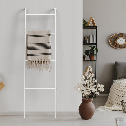 Blanket Ladder Decorative Towel Rack Holder for Bathroom, Wall Leaning Metal Drying Quilt Stand for Living Room Bedroom Farmhouse Home Decor, for Women Mom Mother Her Wife - White