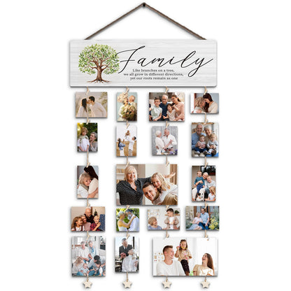 SJDFCSA Family Tree Picture Frame，Family Picture Frames Collage Photo Hanging Display Picture Board, Like Branches on a Tree Yet our Roots Remain as one, Home Living Room Bedroom Wall Decor XXXK