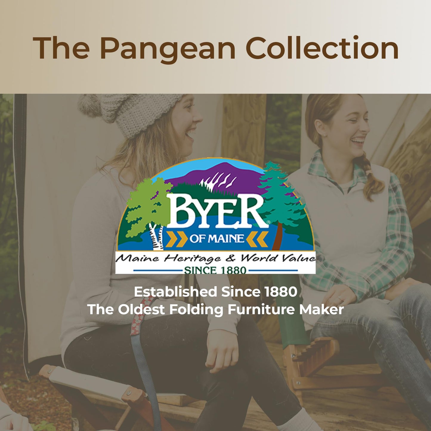 BYER OF MAINE Pangean Folding Stool – Canvas Camp & Wood Camp Stool for Portable & Outdoor Seating in Granite