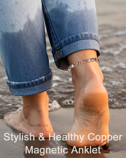 MagVIVACE Pure Copper Anklet for Women, Magnetic Ankle Bracelet with Magnet (Type A -2pcs)