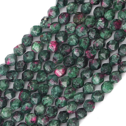 BEADIA Faceted Natural Zoisite Stone Round Beads 6mm 36cm/Strand for Jewelry Making