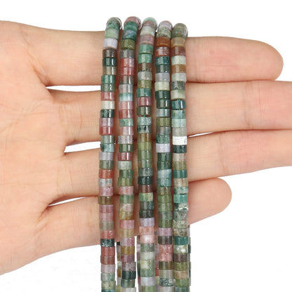 NITOPUPU 150Pcs 4×2mm Natural Indian Agate Spacer Stone Beads for Jewelry Making Supplies, Loose Semi Flat Round Gemstone Tube Beads for Bracelets DIY Crafts