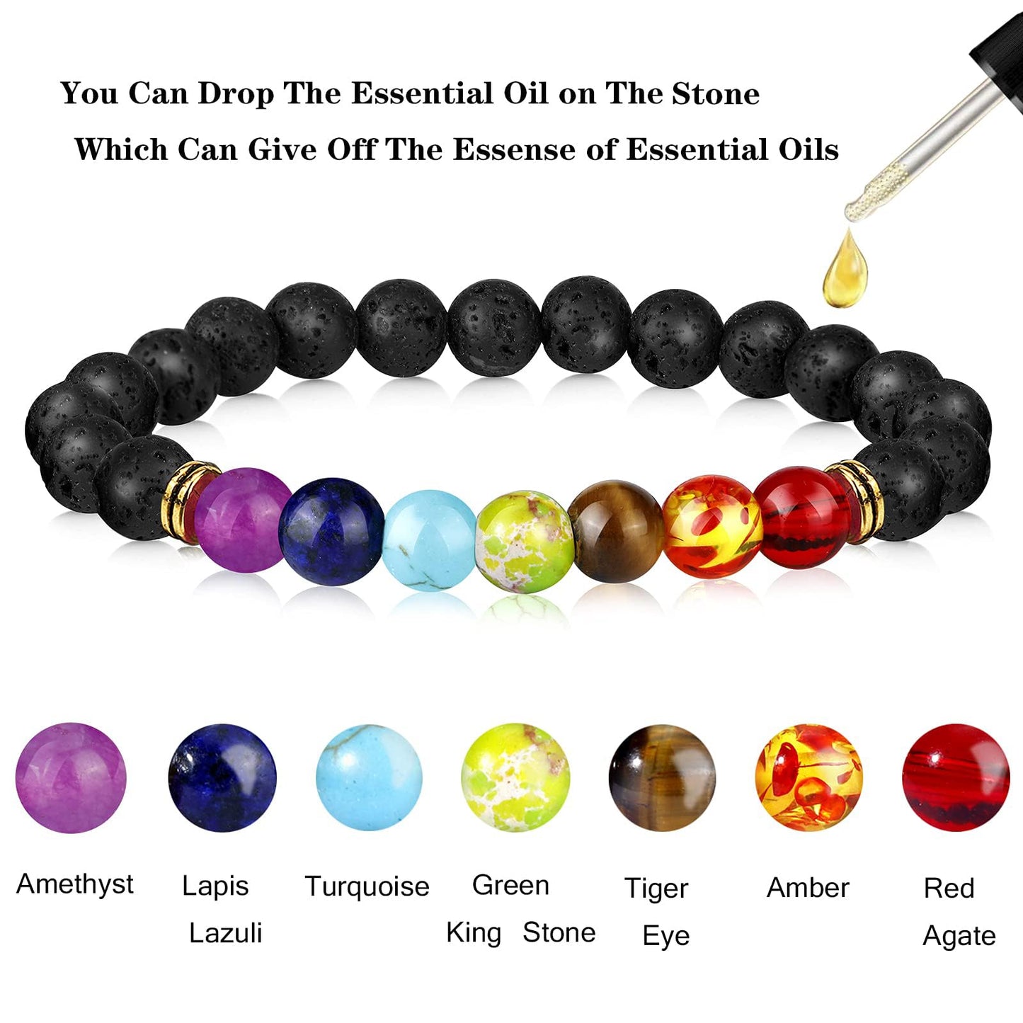 Hazms 18 Pcs Chakra Bracelets for Women Men-Crystal Bracelets Beaded Bracelets Rock 7 Chakra Crystals and Healing Stones Bracelets 8mm Relief Yoga Menditation Beads Bracelets for Womens