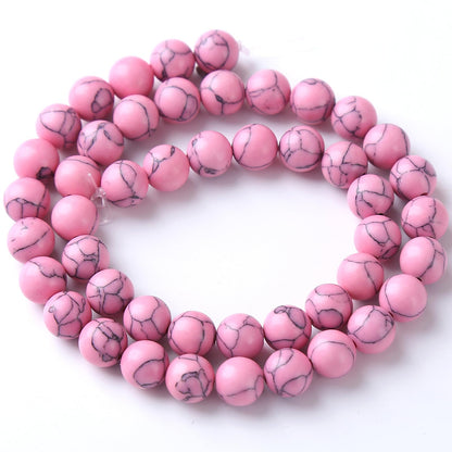 45pcs 8mm Pink Turquoise Beads Natural Stone Round Loose Spacer Beads for Jewelry Making DIY Bracelet Necklace 1 Strand 15inch