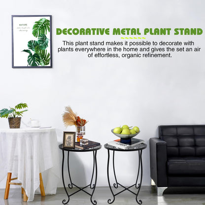 Small Side Tables for Small Space, 2 Pack Metal Outdoor Indoor Side Table, Weather Resistant Mini Metal Round Side Table Pool Chair Side Table for Patio Yard Porch Balcony Garden Bedside, Black