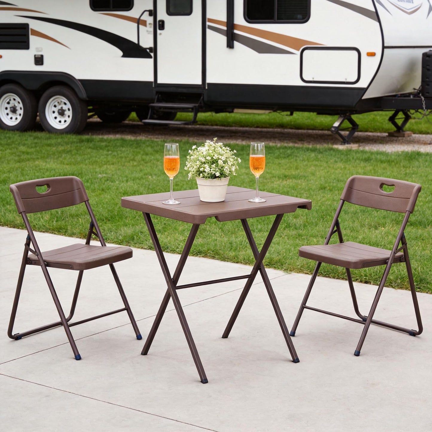 FurniEdge Folding Table, Portable Square Foldable Table No Assembly, Heavy Duty Steel Frame Indoor Outdoor Camping Patio Table with 400 LBS Capacity, Picnic Card Table for Backyard, RV, Small Spaces