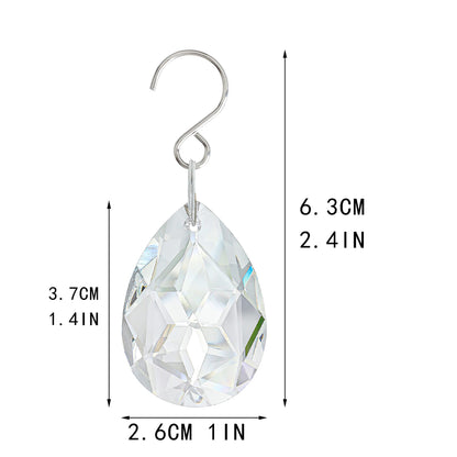 10pcs 38mm Clear Crystal Teardrops Chandelier Parts,Chandelier Crystal Prisms Pendants with Hook,Hanging Crystals for Lamp Window Christmas Tree Decoration Suncatcher