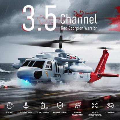 DEERC Black Hawk RC Helicopter,2.4GHz Remote Control Helicopter with 2 Batteries,26 Mins Flight,Indoor Helicopter Toy for Kids Adults,One-Key Take off,LED Light,Altitude Hold,Flying Gift for Boys 8-12