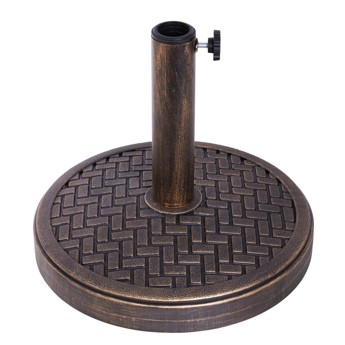 Backyard Expressions 26.5 Lb Umbrella Stand, Patio Umbrella Base, 15 in Diameter, Bronze