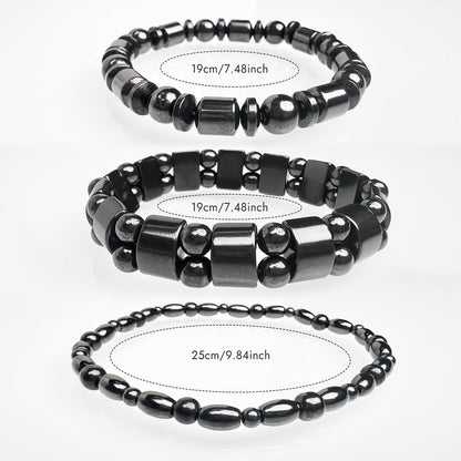 VIKI LYNN 2 Sets of Hematite Metal Megnetic Therapy Bracelets+2 Pcs of Magnetic Anklets Good for Health