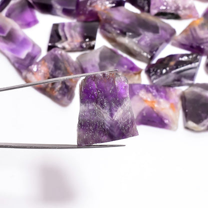 Natural Chevron Amethyst Raw Slice Gemstone- Healing Crystals for DIY Jewelry Making -Loose Natural Cabochon -Perfect for Crafting Unique Jewelry Designs (5 pcs, 25-35 mm)