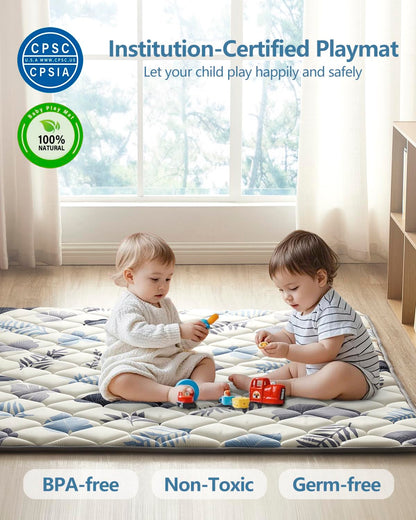 Baby Play Mat, 50x50 Thickened Playpen Mat, Non-Slip Baby Mat for Floor, Foldable Portable Playmat Suitable for babies learning to crawl and for travel