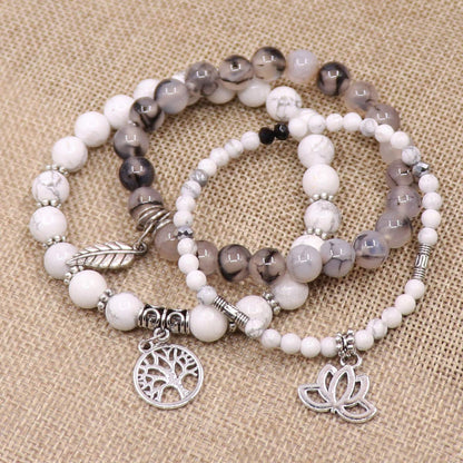 UEUC Tree of Life Yoga Healing Stone Bracelets,Multilayer Lotus Chakra Stone Reiki Bracelet Sets,Anxiety Crystal Natural Stone,for Women Stress Relief