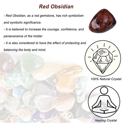 Erliway Red Obsidian Healing Crystal Stones, 1.25-2.0" Large Reiki Healing Gemstones Natural Tumbled Polished Stones for Energy Witchcraft Therapy Meditation