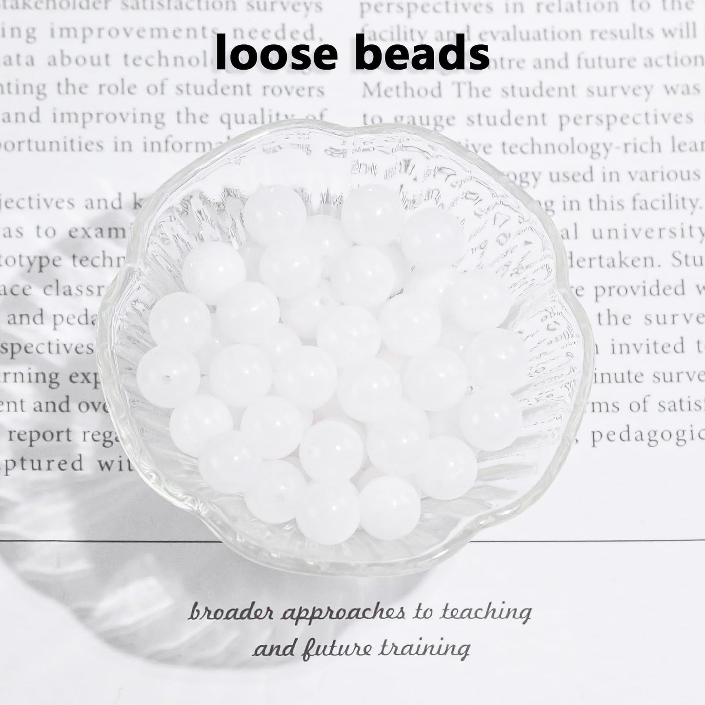 10mm Natural Gemstone Round Loose Beads for Jewelry Making White Jade Crystal Stone Beads for Bracelets Necklace Earrings Making Supplies (35-38pcs/Strand)