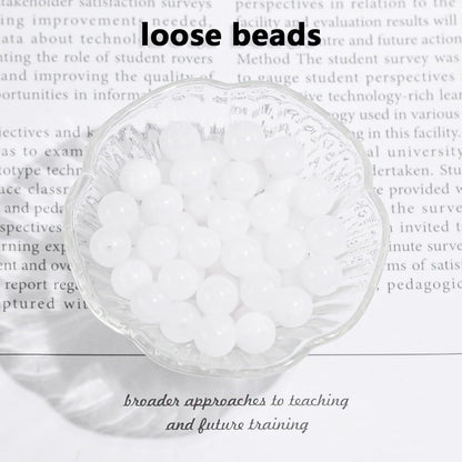 10mm Natural Gemstone Round Loose Beads for Jewelry Making White Jade Crystal Stone Beads for Bracelets Necklace Earrings Making Supplies (35-38pcs/Strand)