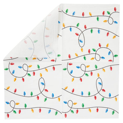 Luncheon Paper Napkins - Absorbent & Soft Party Napkins - Durable 2-Ply for Table Protection - Decorative String Lights for Table Decor - 6.5 x 6.5 in Folded, Pack of 100