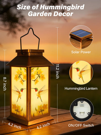 Mothers Day Gifts, Solar Lanterns Outdoor Waterproof Hummingbird Hanging Garden Decor Gifts for Mom Women Grandma, Outdoor Solar Lights for Garden Lawn Yard Patio Porch