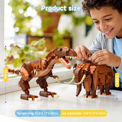 Wise Block 2-in-1 Building Toy Set, Transforms to 2 Different Animals - from Dinosaur to Mammoth, Creative Buildng Block Toys for Kids 826 pcs