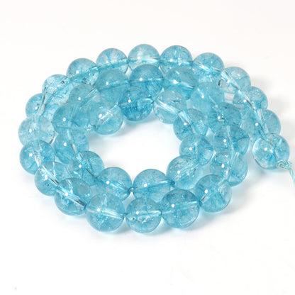 Siomia 60pcs 6mm Natural Blue Topaz Gemstone Beads Energy Healing Crystal Round Loose Stone Beads for Jewelry Making, DIY Bracelets Necklaces