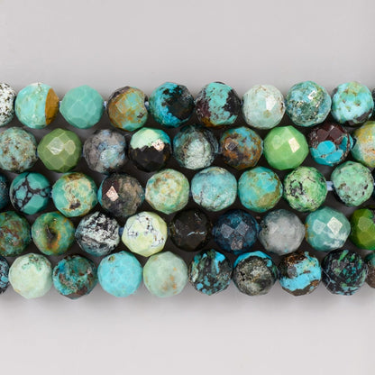 Angelstones Natural Turquoise Gemstone Stretch Bracelet, 4mm Faceted Round Beads, Crystal Healing for Women