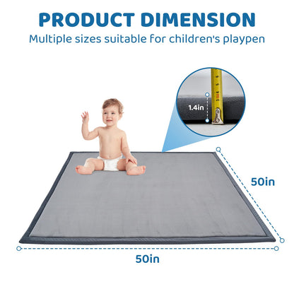SUNYRISY Baby Play Mat for Floor 50 x 50in, 1.4in Thick Memory Foam Padded Play Mats for Baby, Soft Velvet Infants Toddler Kids Crawling Mat for Nursery, Non-Slip Bottom