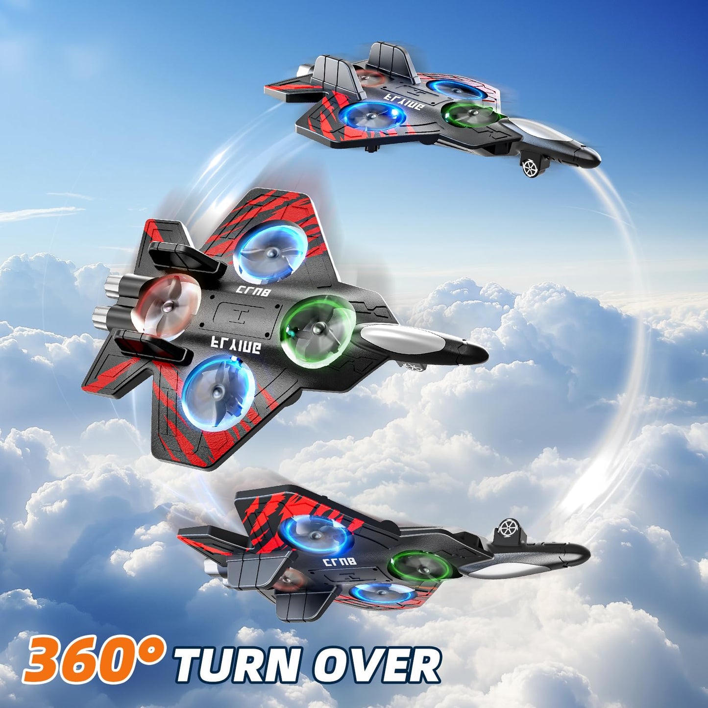 MSKOLER Foam Remote Control Airplane for Kids 8-12, RC Plane with Colorful Lights, RC Airplanes with 360°Flip and Stunt Roll, Airplane Toy RC Helicopter Gift for Boys Girls 8 9 10 11 12 and Adults