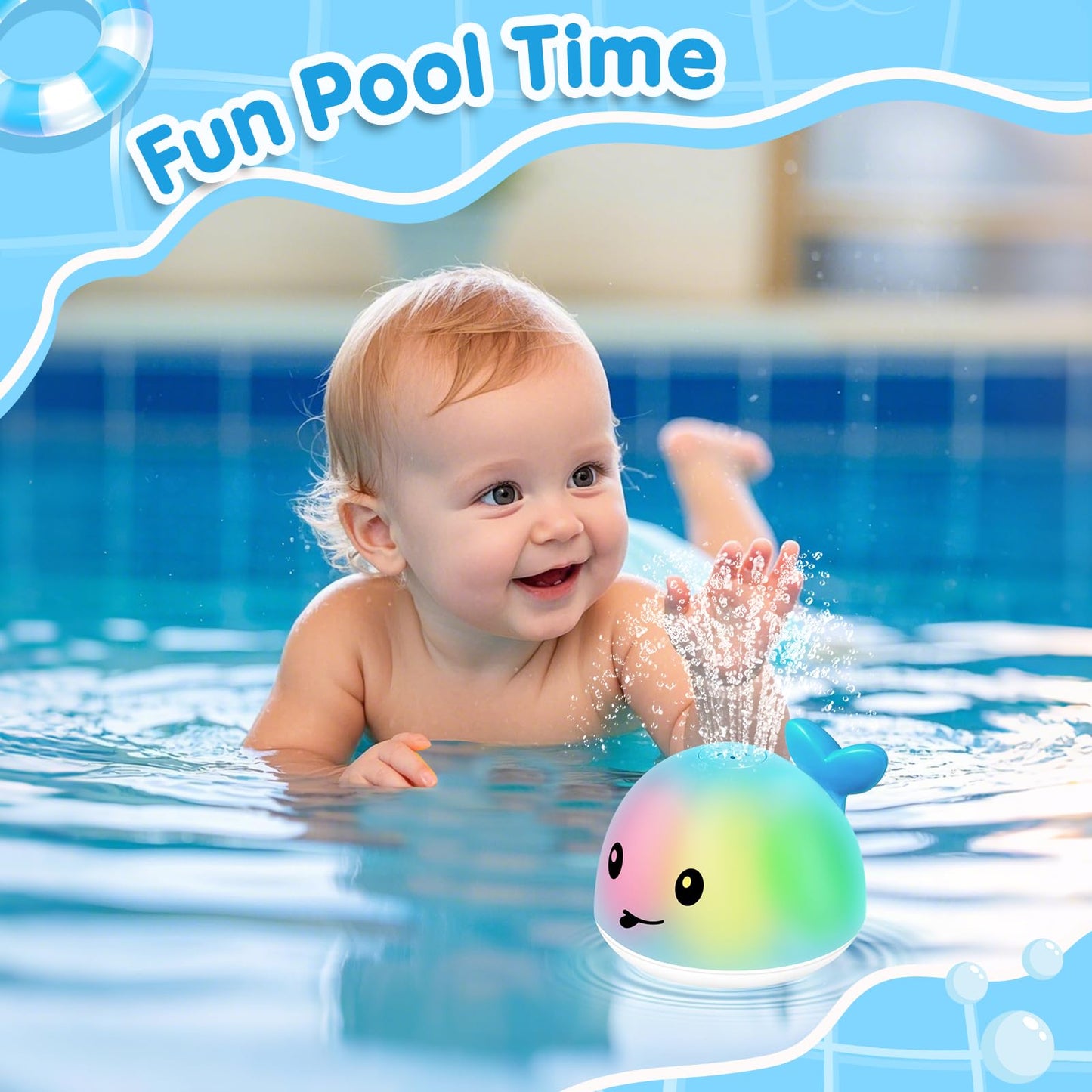Gigilli Whale Bath Toy Sprinkler, Light Up Bath Toys for Kids Ages 1-3 Infant Baby Bath Toys 1 2 3 Year Old, Toddler Bathtub Bath Foutain Toys, Baby Pool Toys 6-12-18 Months Boys Girls Birthday Gifts