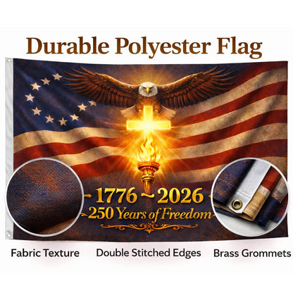 America 250th Anniversary USA Flag 3x5 Ft – 1776-2026 Patriotic USA Flag, Betsy Ross 13 Star Vintage American Flag, Double Sided 3-Ply Outdoor Flag with Brass Grommets, Fade Resistant (God Bless America)