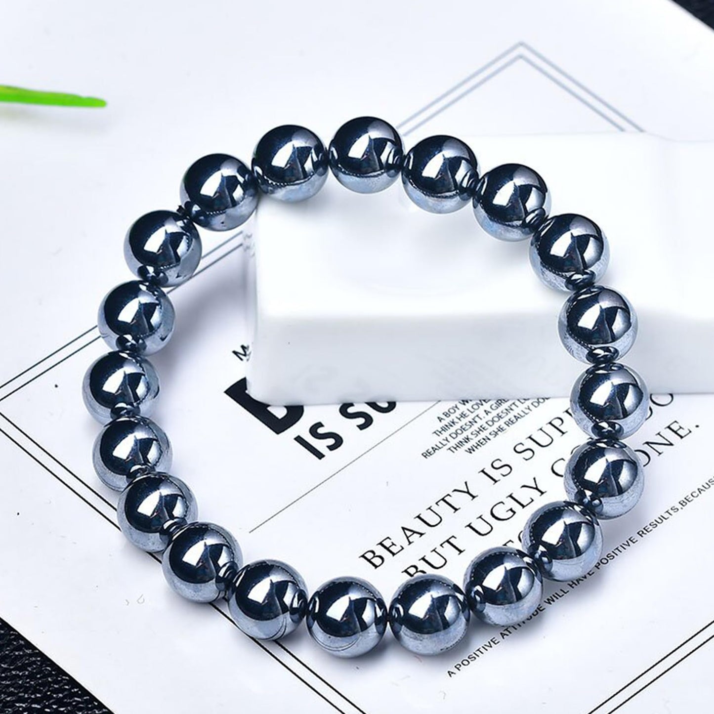 Cryhand Handmade 8mm Beaded Bracelets For Men Protection Bracelet For Women Chakra Feng Shui Stretchy Handmade Lucky Money Stretchy Crystal Bracelets Best Gifts (Hematite 3PCS)