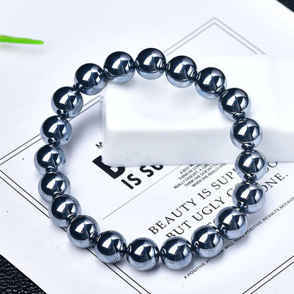 Cryhand Handmade 8mm Beaded Bracelets For Men Protection Bracelet For Women Chakra Feng Shui Stretchy Handmade Lucky Money Stretchy Crystal Bracelets Best Gifts (Hematite 3PCS)