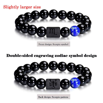VLINRAS Zodiac Scorpio Bracelet for Men Women Scorpio Gifts Natural Black Onyx Stone Zodiac Bracelet Jewelry