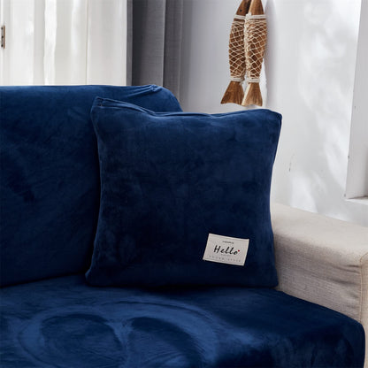 MIFXIN Velvet Stretch Pillow Cover Wear-Resistant Universal Sofa Couch Cushion Pillow Cover Cushion Sofa Decoration (Navy, Pillowcase)