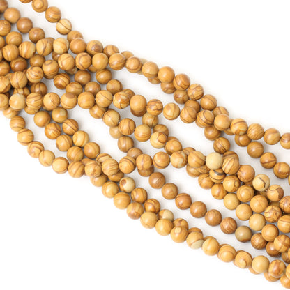 CHEAVIAN 45PCS 8mm Natural Woodgrain Jasper Round Loose Beads for Jewelry Making DIY Bracelet Necklace Materials 1 Strand 15"