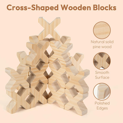 Woodtoe Wooden Building Blocks for Kids, 48 PCS Rainbow Acrylic Gem Cubes Blocks - 32 Wooden Blocks, Montessori Stacking Toy for Toddlers, Educational STEM Learning Sensory Toy Gifts for Boy Girl 3-6