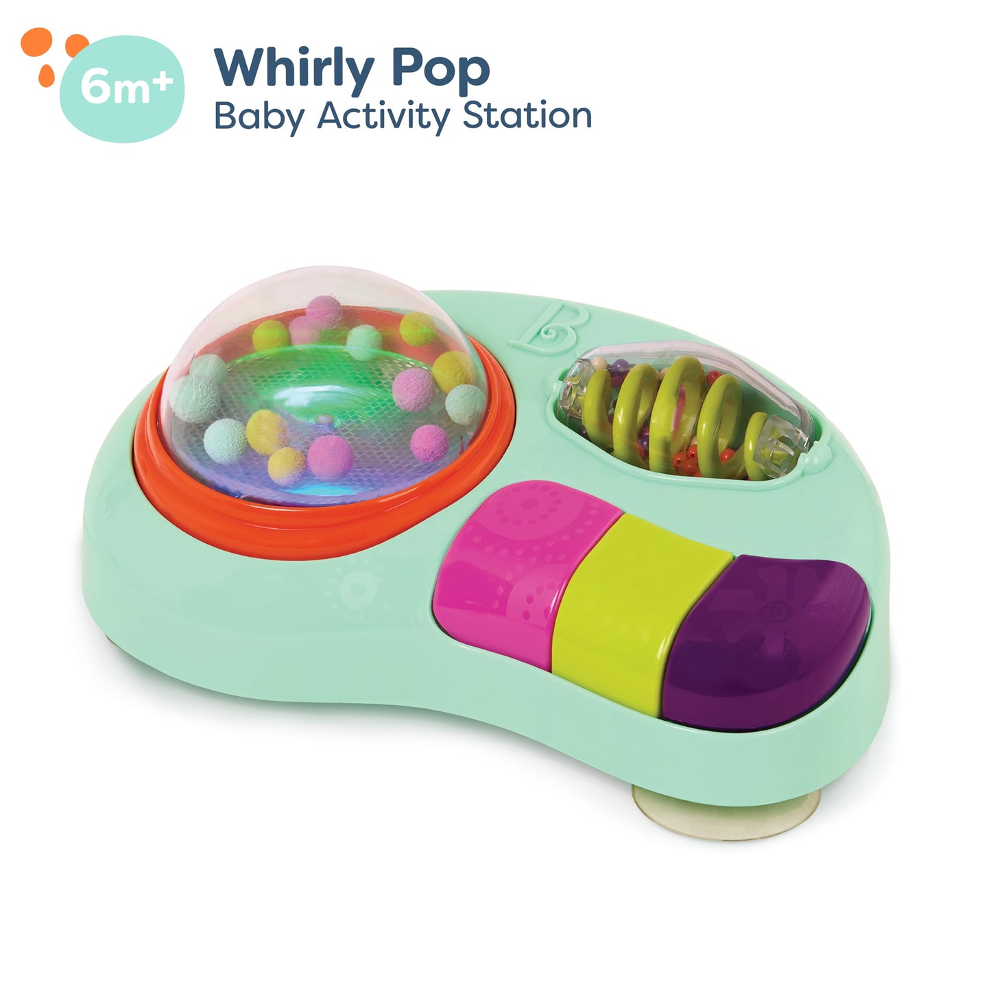 B. toys – Baby Activity Station – High Chair Suction Cup Toy with Music & Lights – Sensory Activity Center – Developmental Toys for Babies, Infants – whirly pop – 6+ Months
