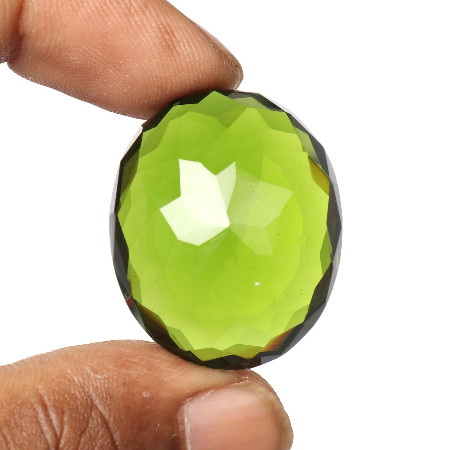 REAL-GEMS Natural Brazilian Green Amethyst Loose Gemstone Brilliant Oval Cut 58.15 Ct Translucent Crystal for Jewelry Making
