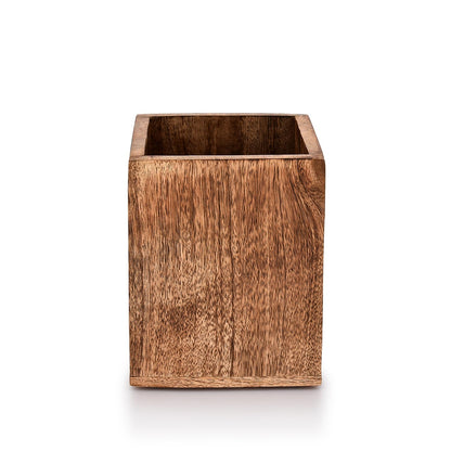 Samhita Mango Wood Burning Finished Kitchen Utensil Holder for Countertop, Utensil Holder Container for Kitchen Cooking Utensil. ( 5"x 5"x 6")